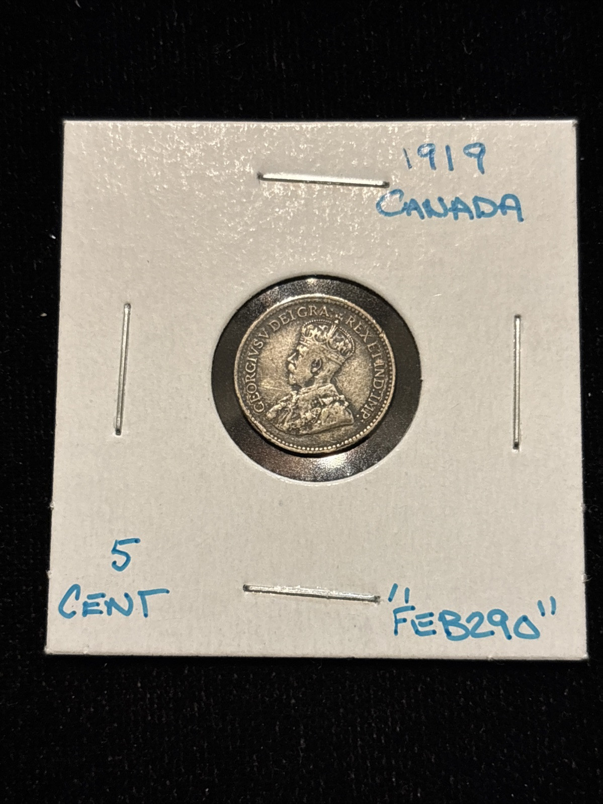 1919 Canada 5 Cents Silver “Feb290” Circulated