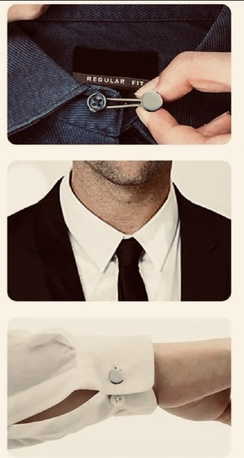 Van Heusen Shirt Collar Cuff Extenders Silver
