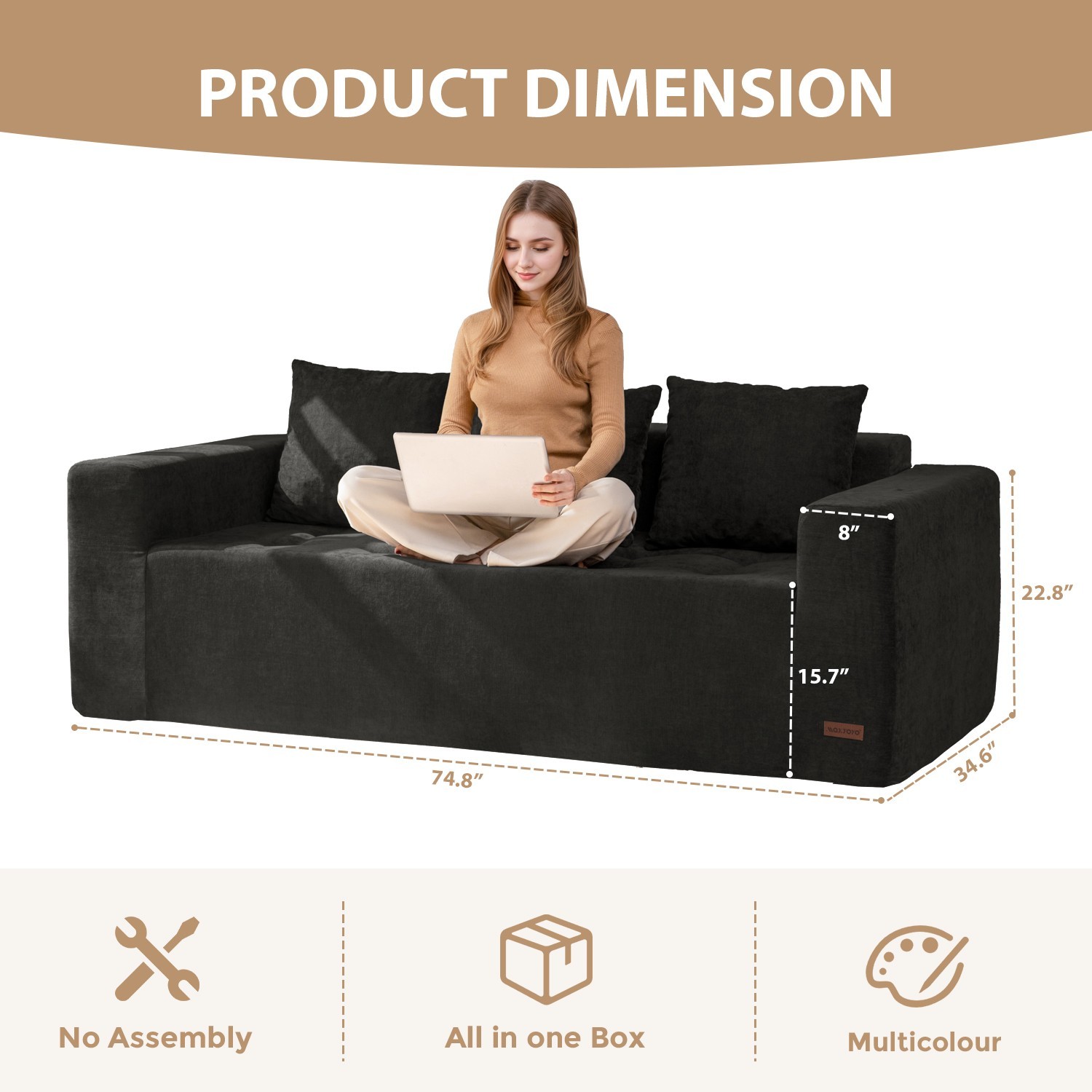 MAXYOYO Modular Sectional Sofa Couch, L Shaped Modern Cloud Couch with Ottoman