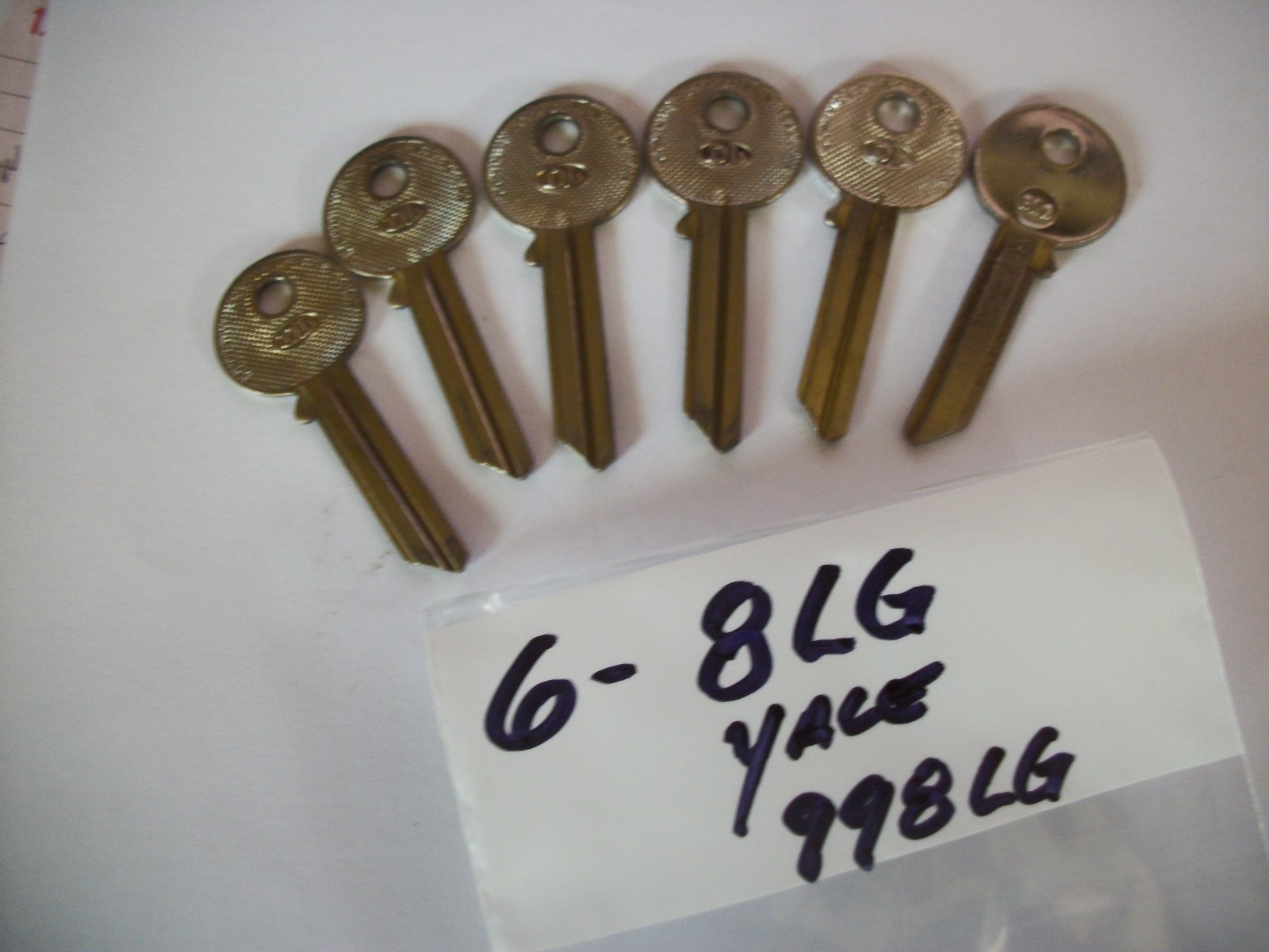 Locksmith LOT of 6, Key Blanks for YALE Locks, 8LG, 998LG  Uncut