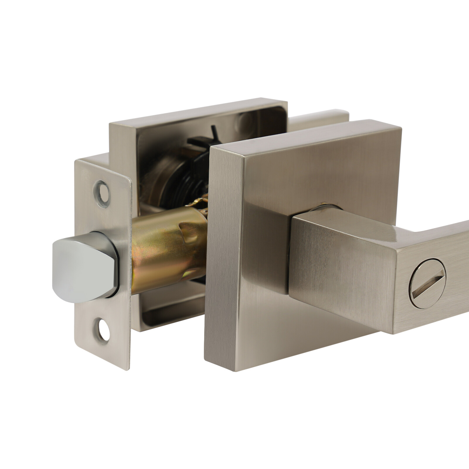 6 pack Privacy Door Locks Passage Handles Brushed Nickel Entry Lock keyed Levers