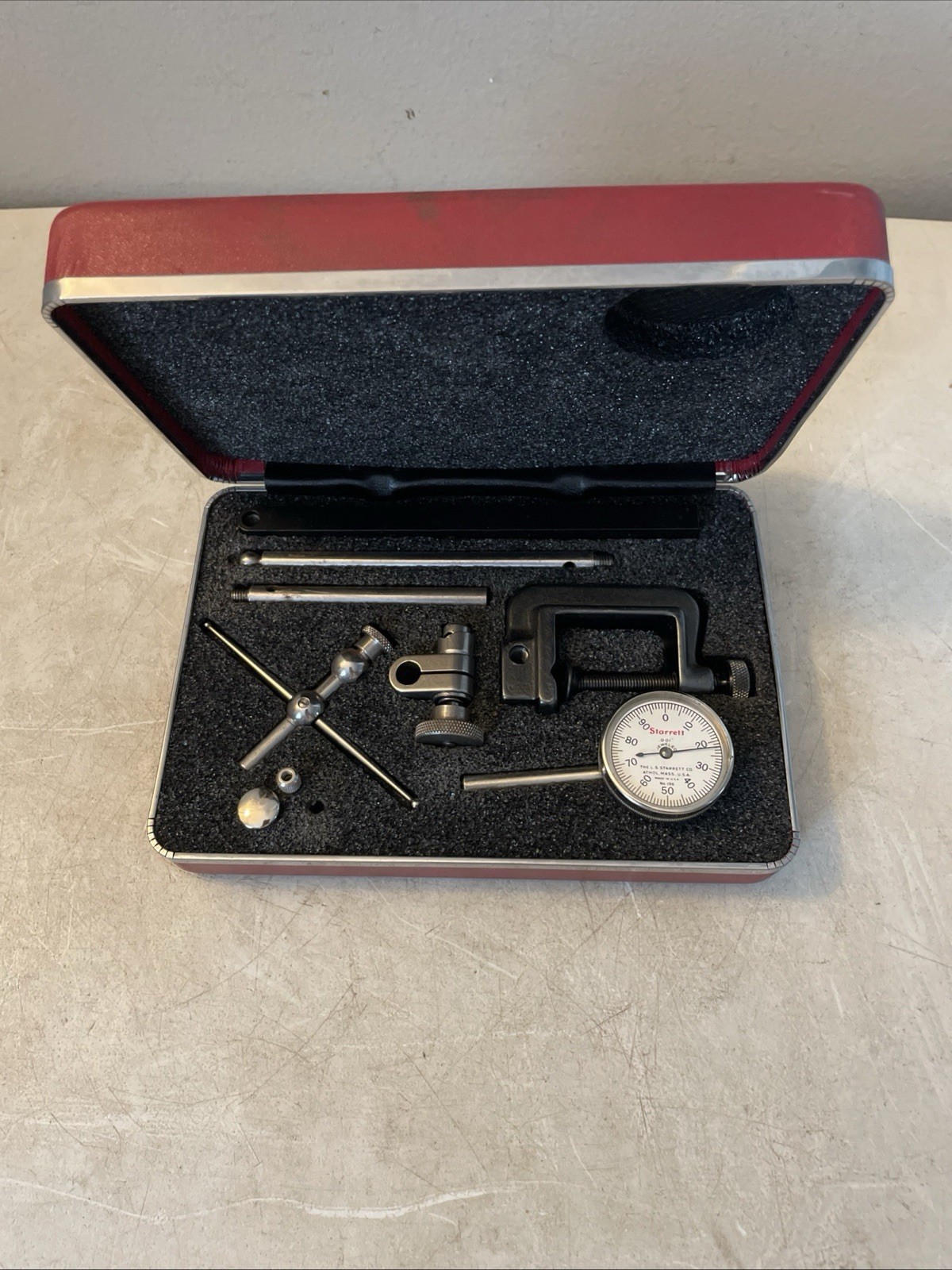 Starrett No. 196 Dial Indicator Set with Attachments in Case