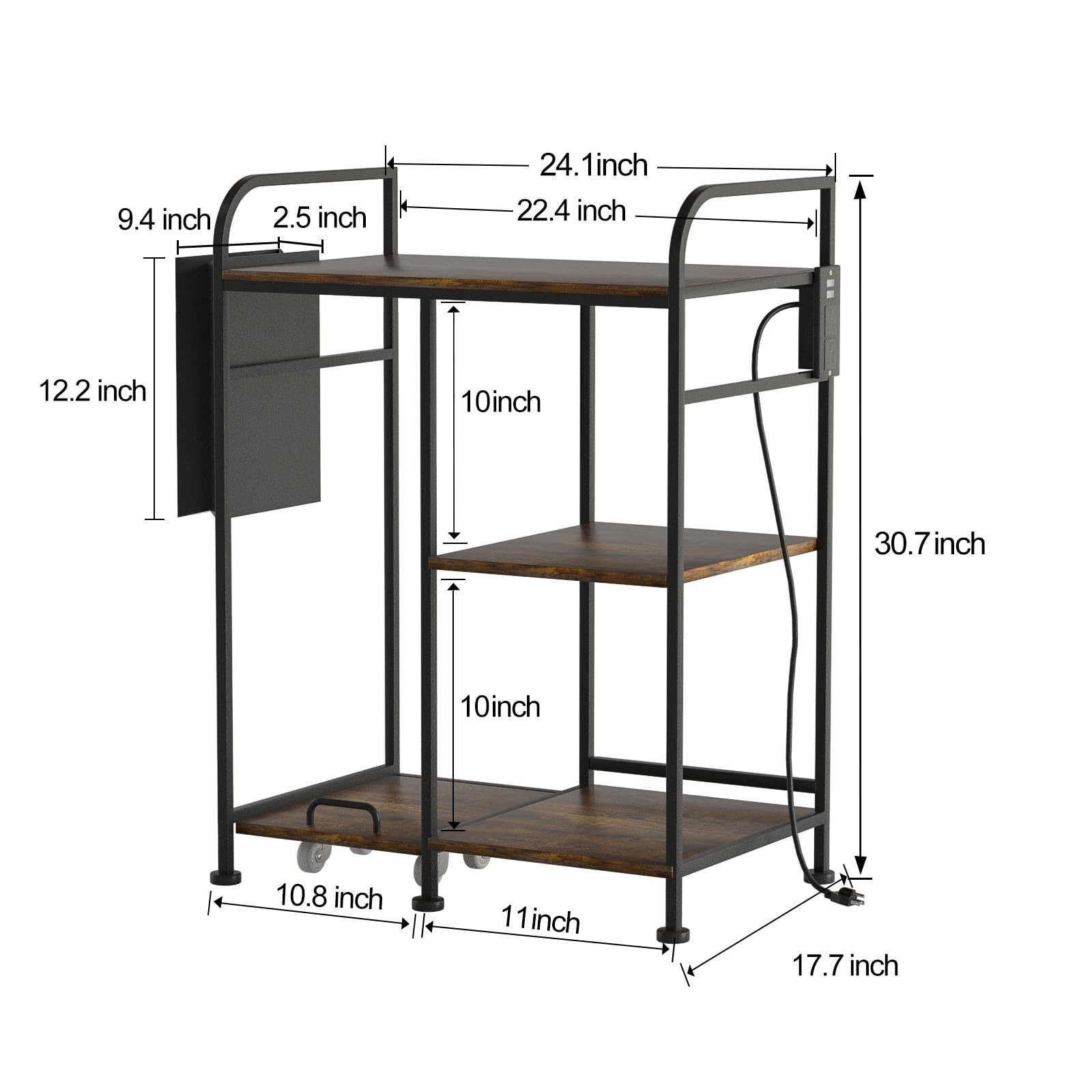 3-Tier Printer Stand - Adjustable Height, Sturdy Design, Space-Saving Storage...