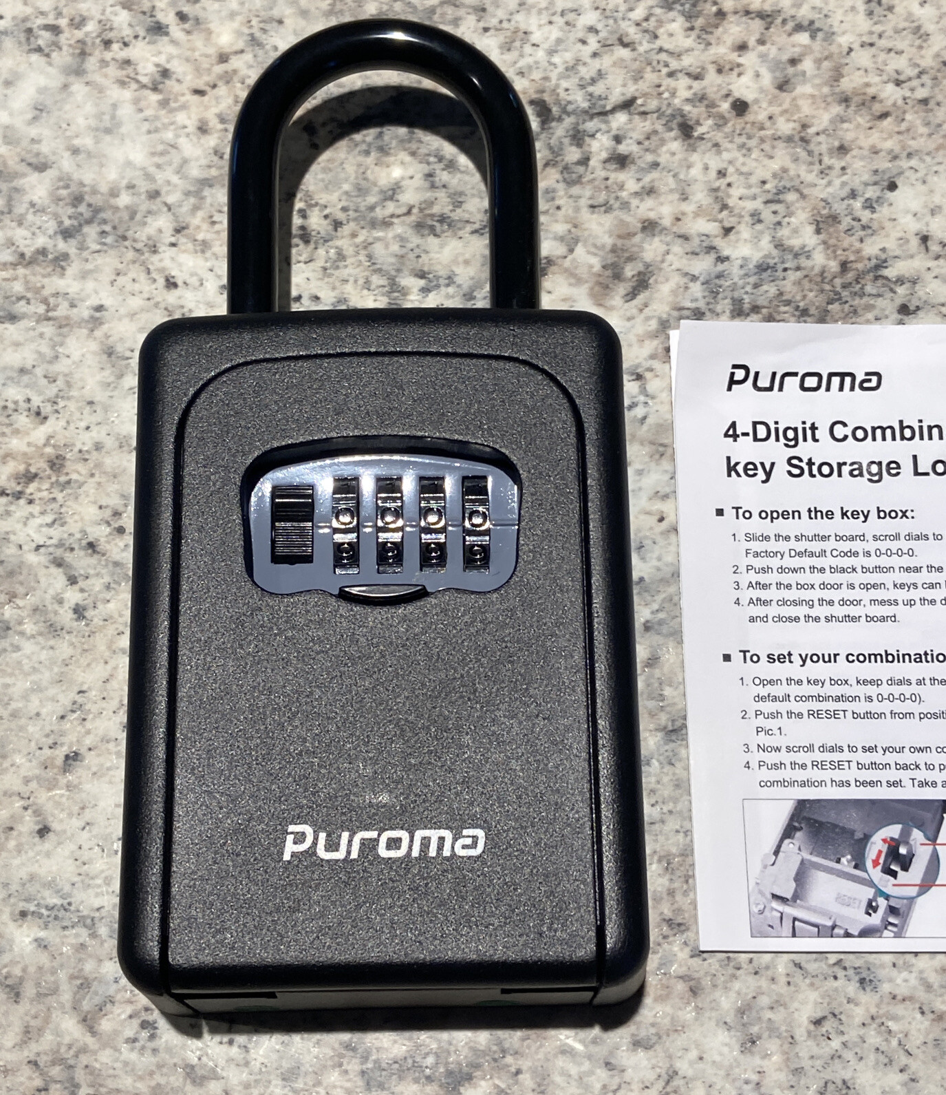 Key Lock Box Waterproof Combination Lockbox Portable Resettable Wall Mounted & H