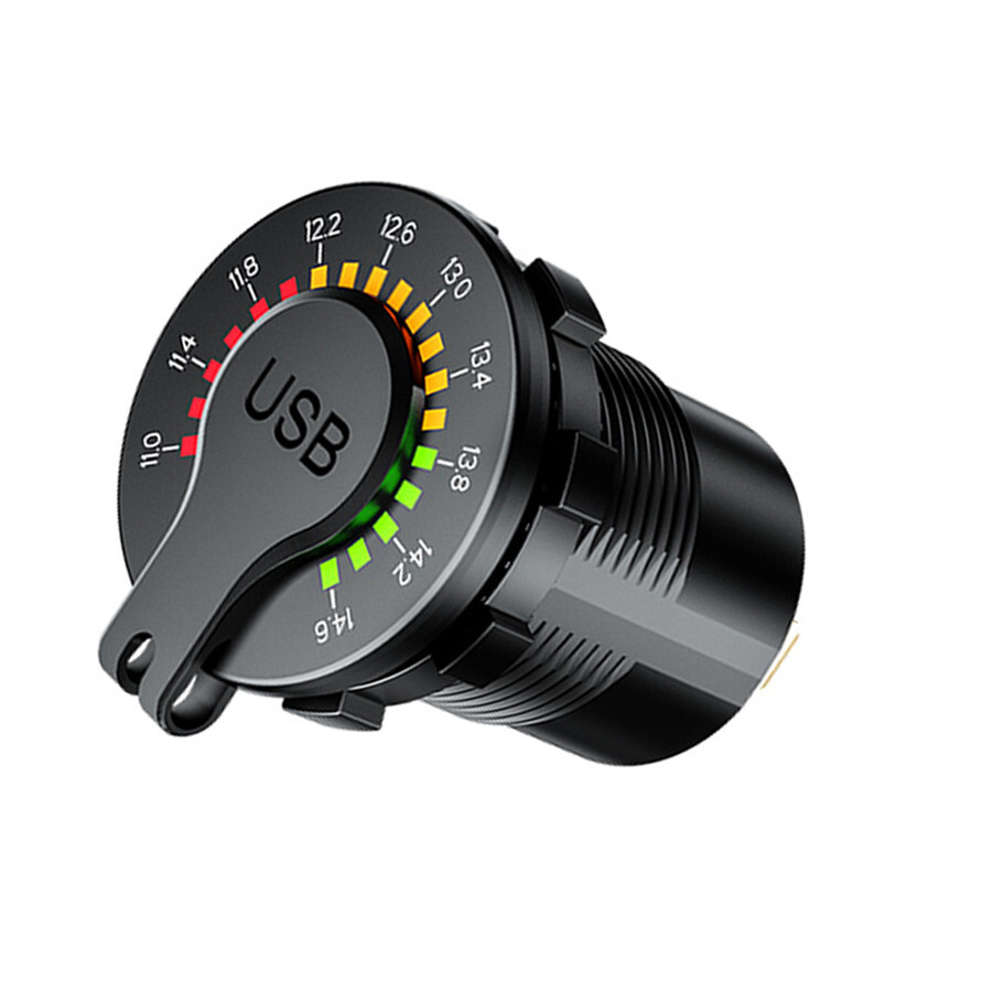 Dual USB Car Cigarette Lighter Socket Phone Charger Power Outlet W/LED Voltmeter