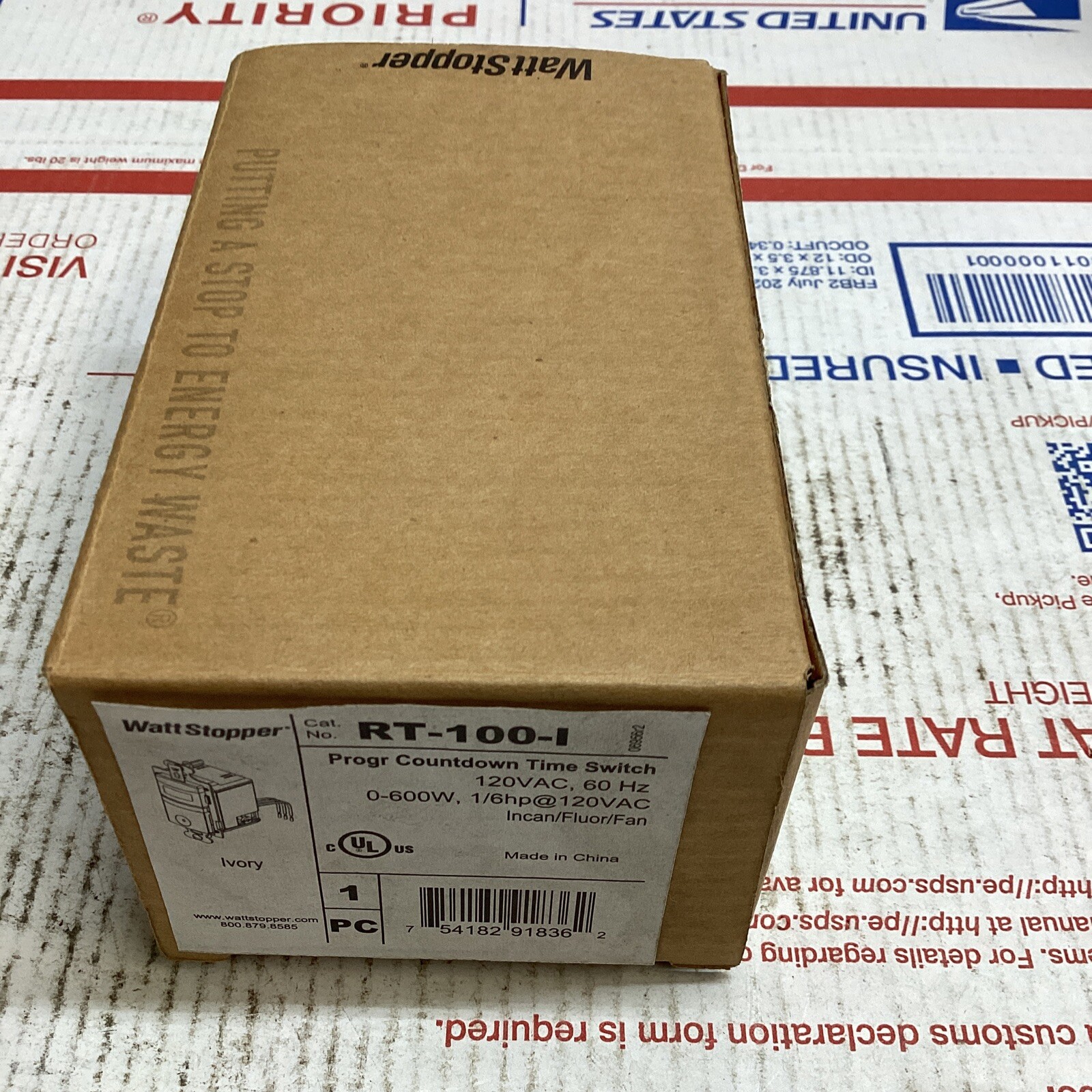 WattStopper Time Switch Programmable Countdown RT100 Ivory ED4U #3075