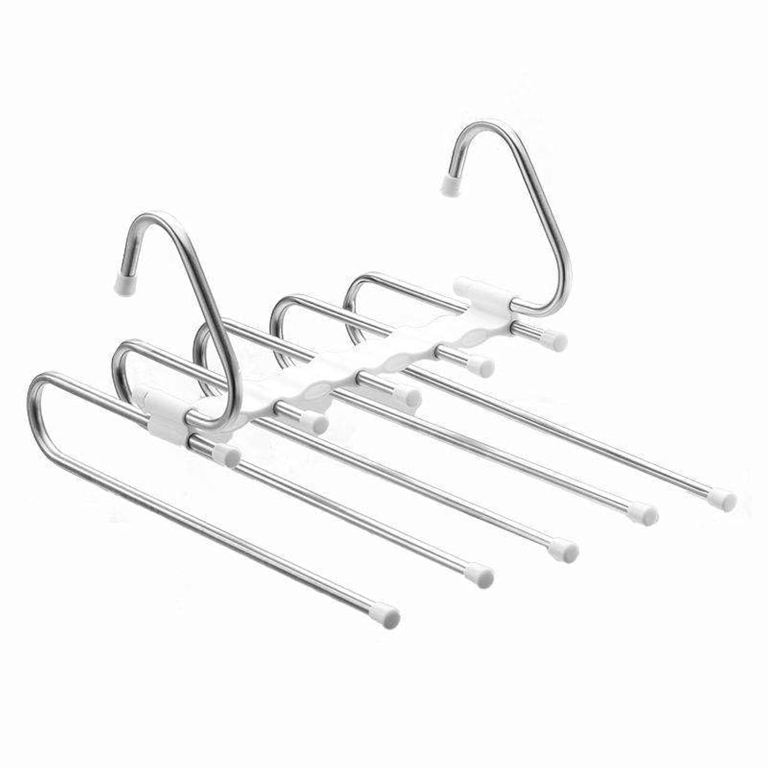 4 PCS 5-Layer Stainless Steel Metal Pants Hangers Space-Saving Folding Clothes
