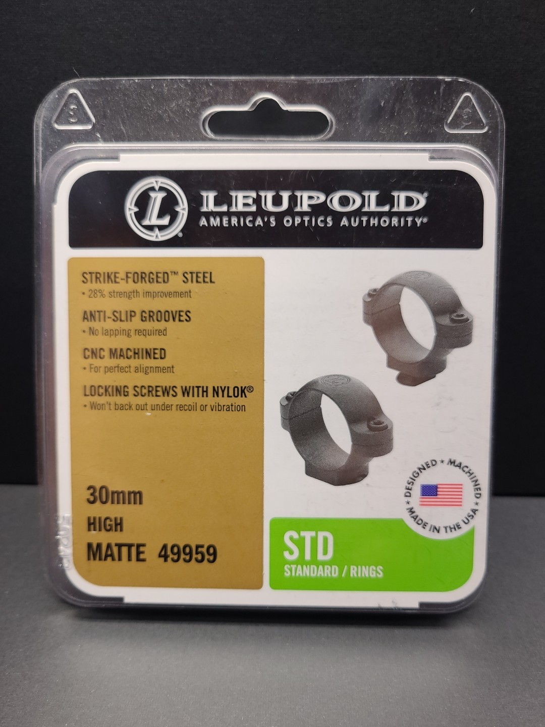 LEUPOLD 30mm High Matte Black STD Scope Rings 49959