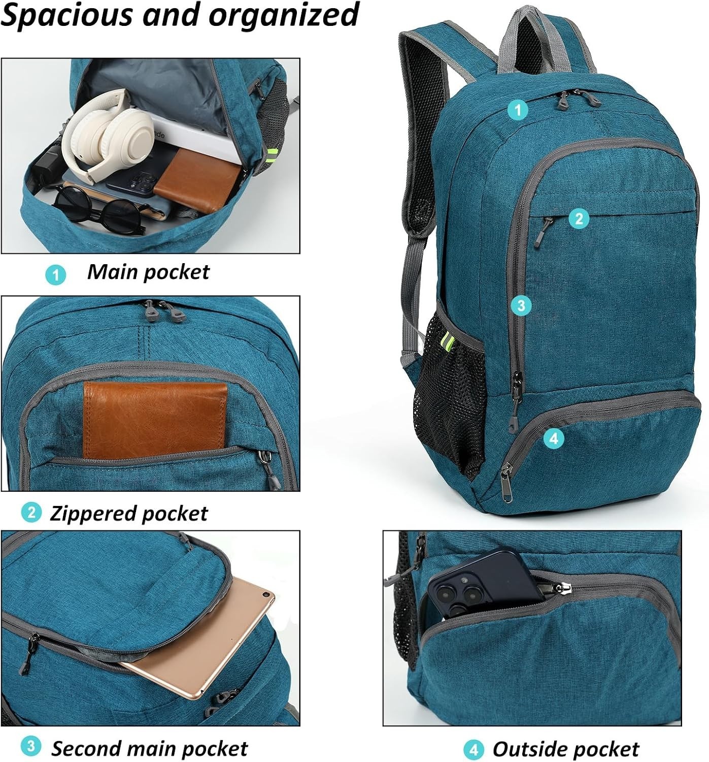 Ultra Lightweight Packable Backpack 25L - Foldable Hiking Daypack for Travel,...