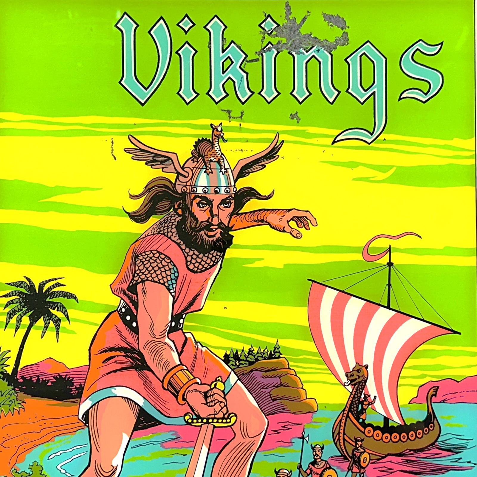 Pinballbilia Vikings Pinball Machine Game Backglass ORIGINAL