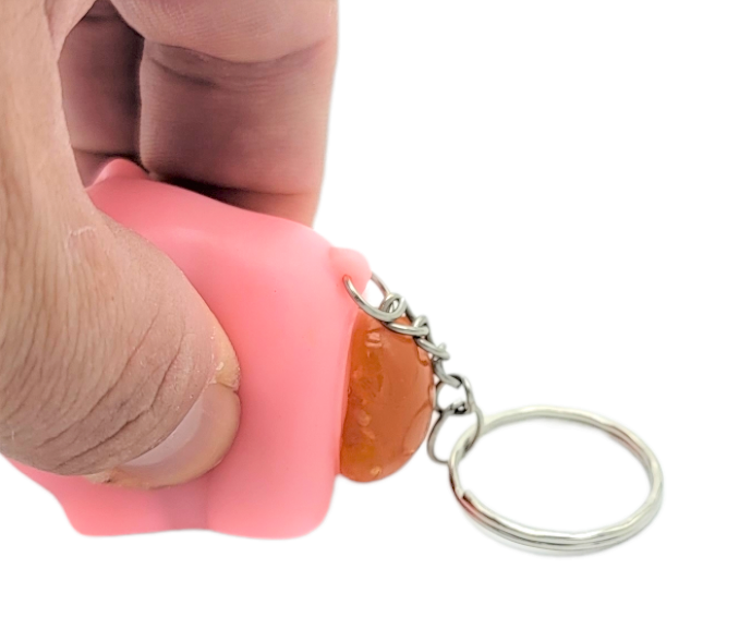 6 Pack - Naughty Squeeze Pooping Pink Pig Keychains (2") Animals Poop TURD