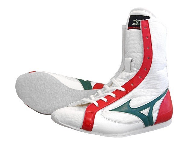 [Made to order] MIZUNO Long Boxing Shoes White/Green/Red Tricolor Made in Japan