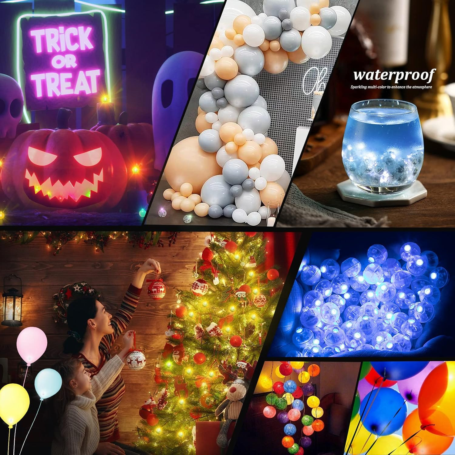 50pcs Blue LED Balloon Light, Round LED Ball Lamp Tiny Led Lighting Decoratio...