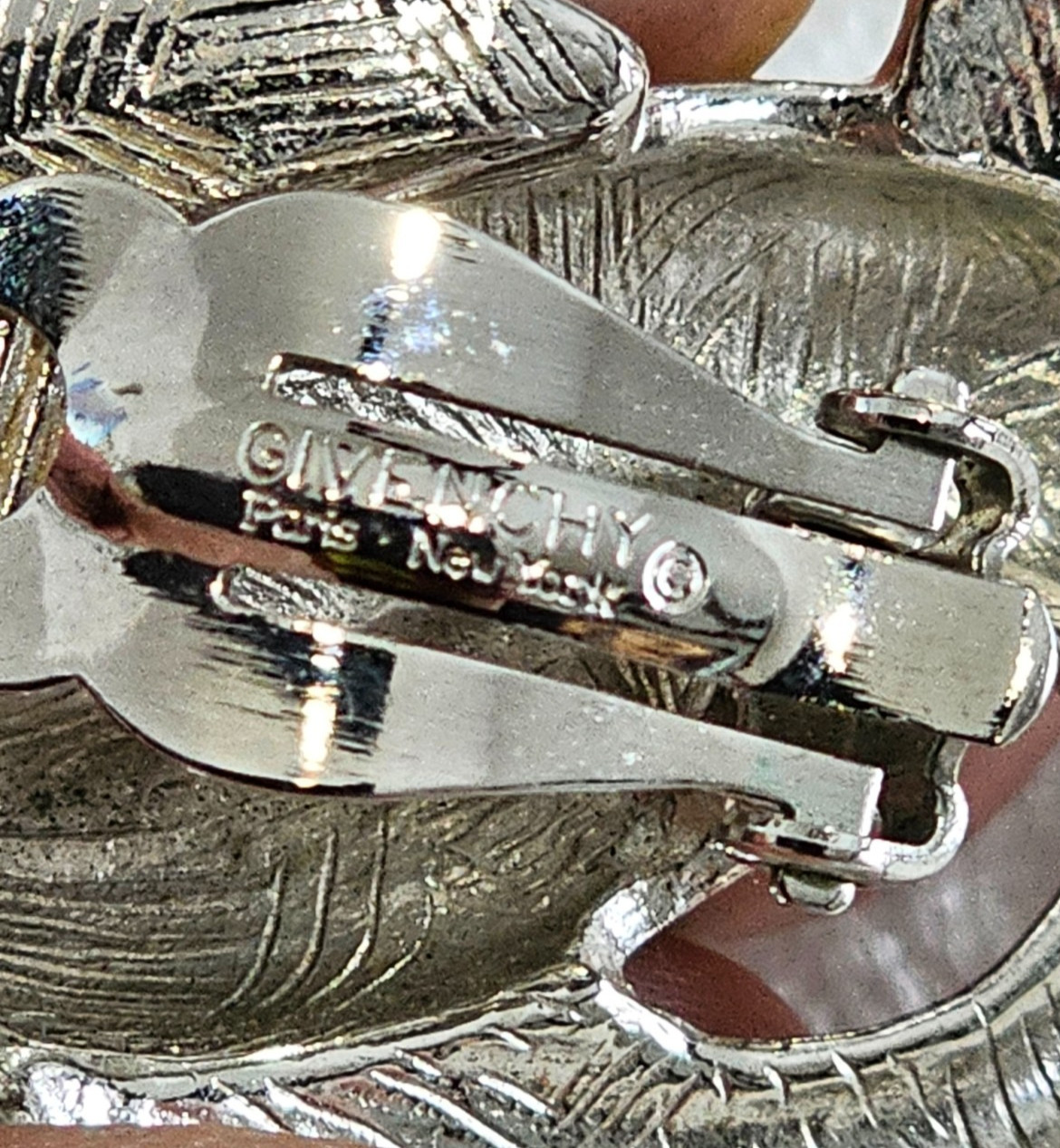 Givenchy Clip Earrings Glossy Silver Tone Statement Love Knot Ribbon