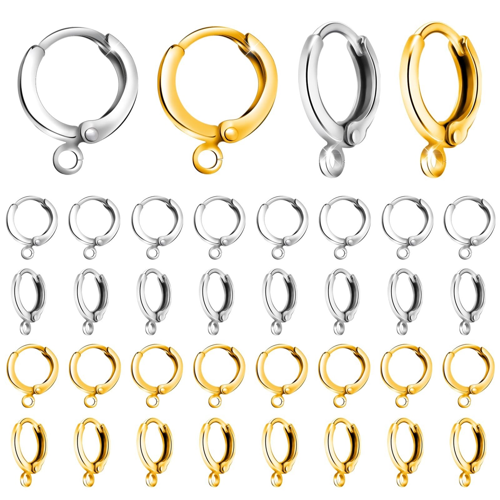 TOAOB 30pcs Brass Leverback French Earring Hooks Gold Silver Dangle Earwires ...
