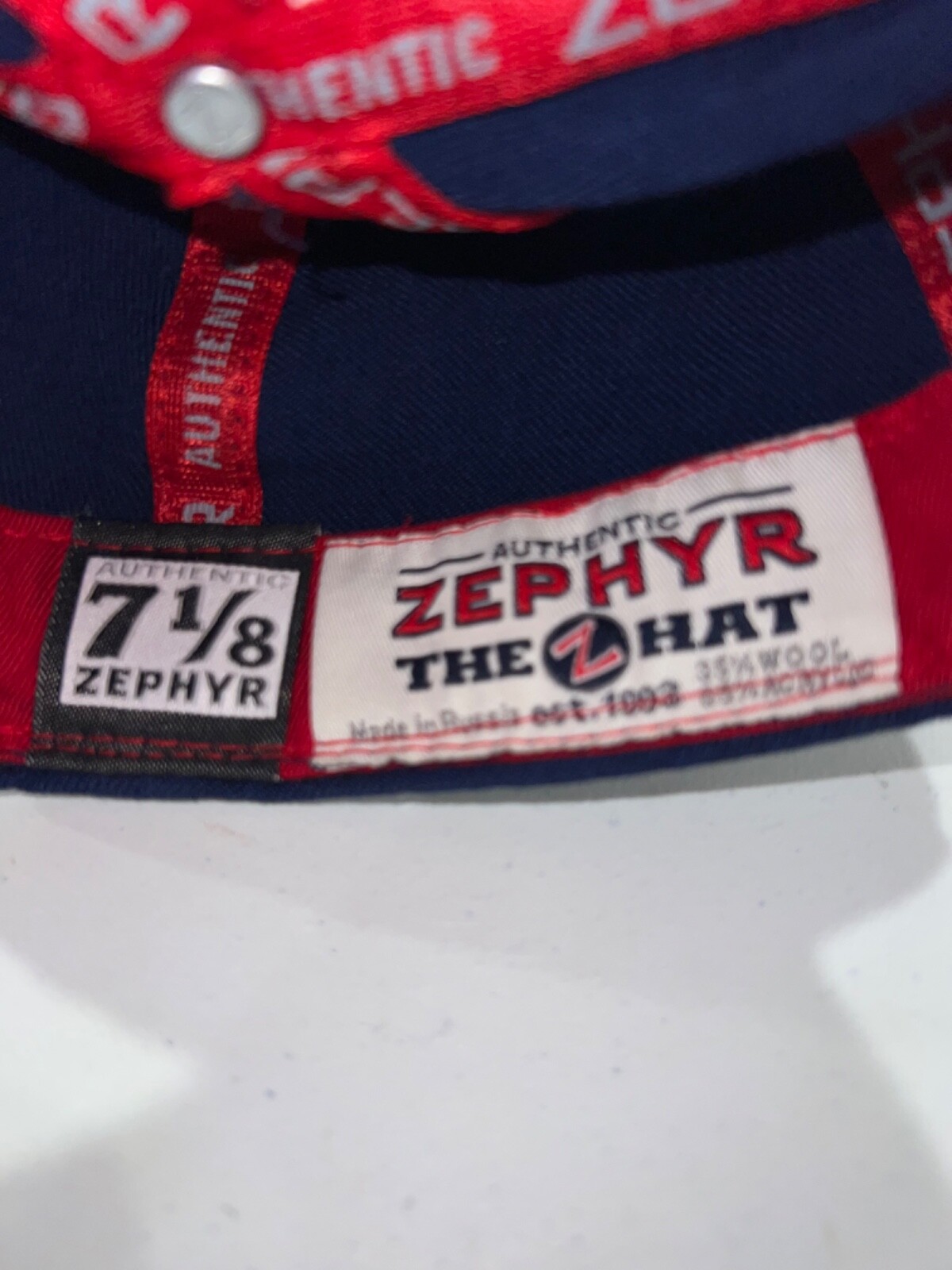 Wool Acrylic Embroidered Thick Bald Eagle Head on Navy Blue Hat Cap Fitted 7 1/8