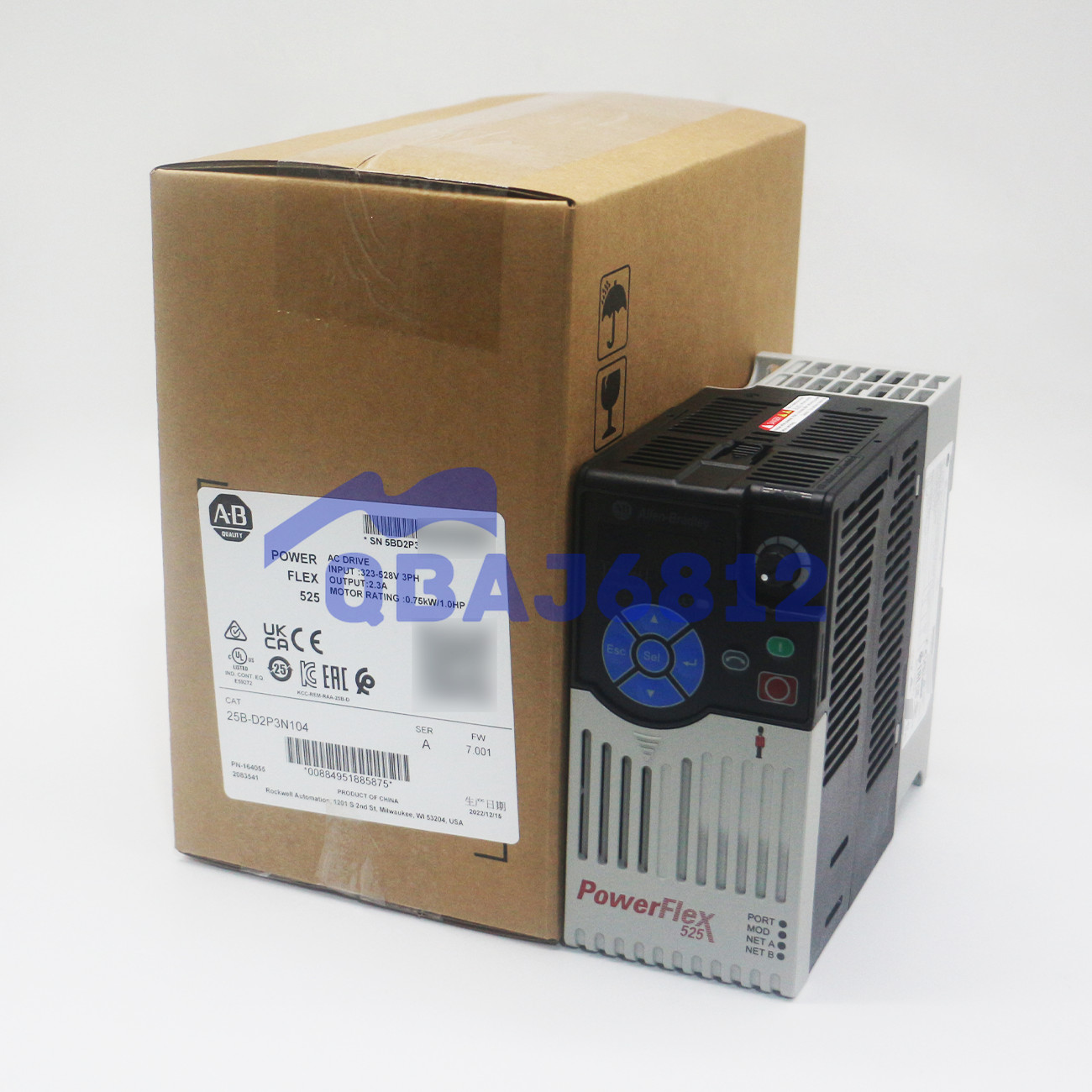 NEW Allen-Bradley 25B-D2P3N104 Allen-Bradley PowerFlex 525 0.75kW 1Hp AC Drive