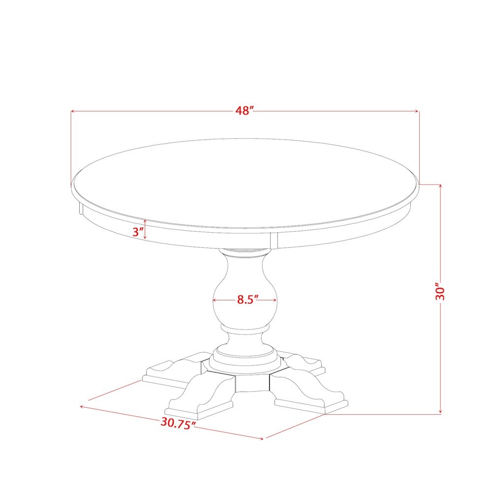 5 Piece Dining Table Set Contains 48" Round Table In Light Gray Color