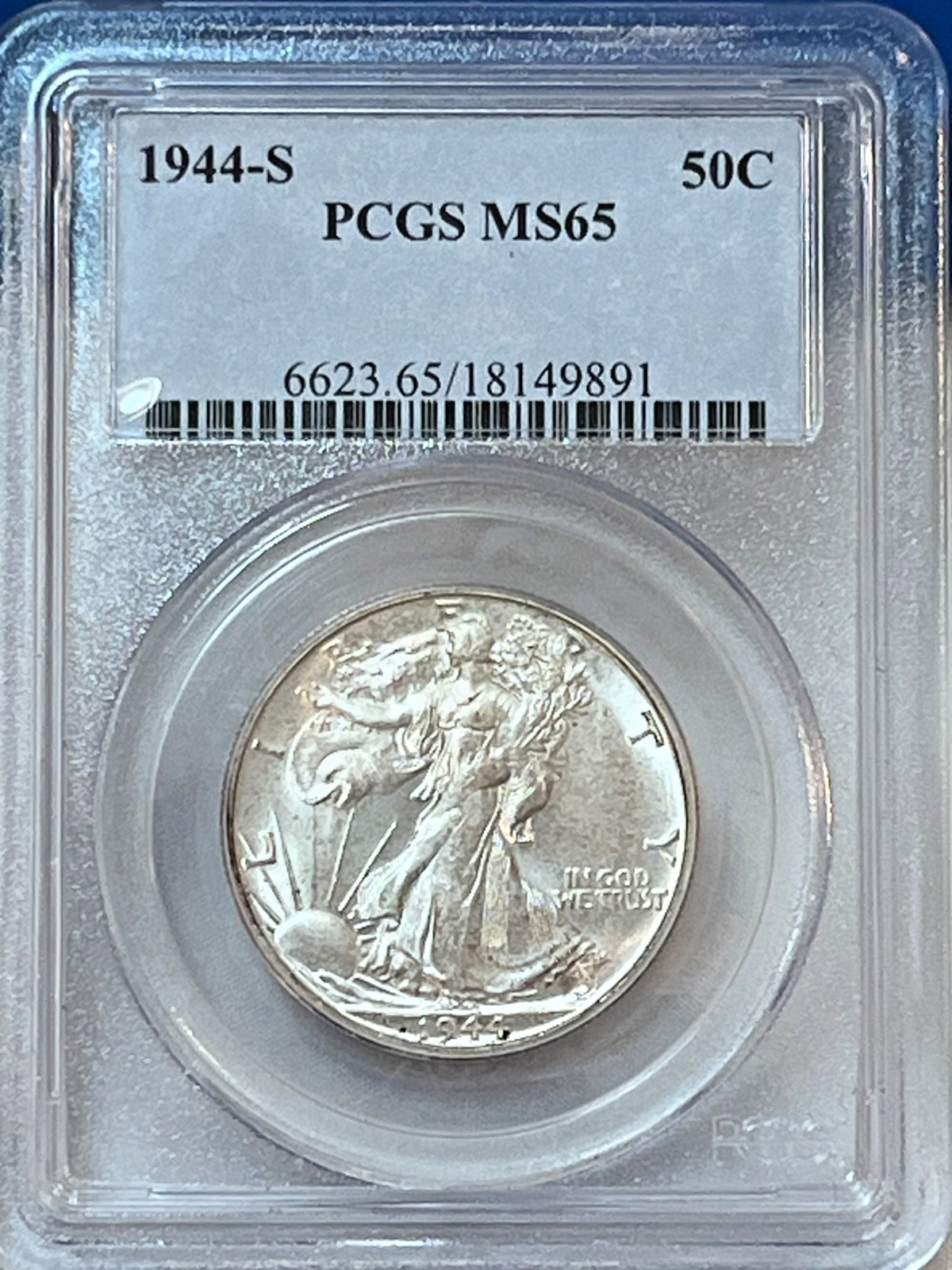 1944-S Walking Liberty Half Dollar PCGS MS65 Cert# 18149891
