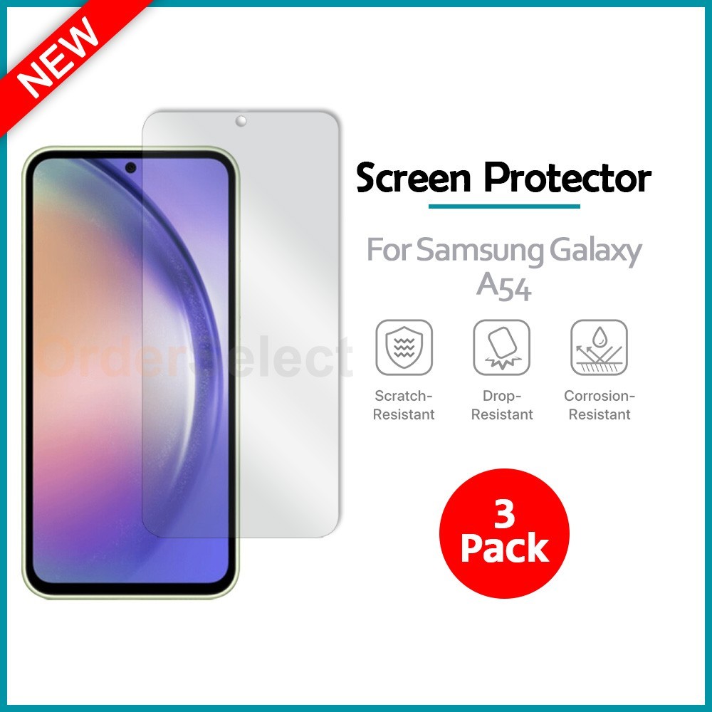 3x Samsung Galaxy A54 Screen Protector w/ cloth