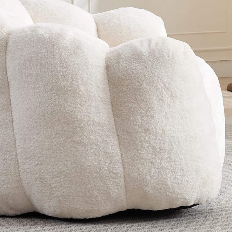 White Lotus Compression Sofa Bean Bag Pull Ring Portable Living Room Bedroom