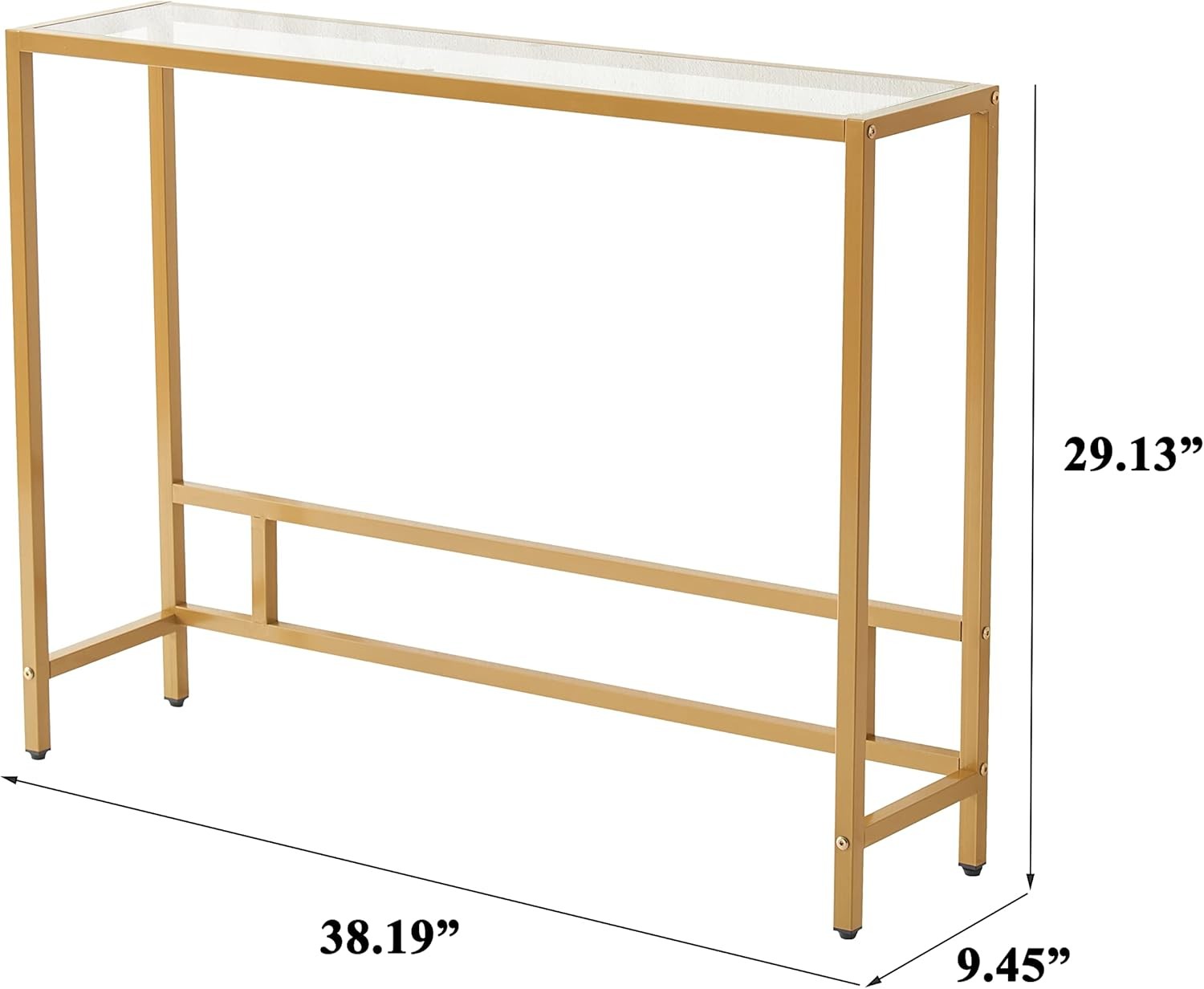 Small Modern Console Table Entryway Tempered Glass W/ Metal Frame Sofa Table