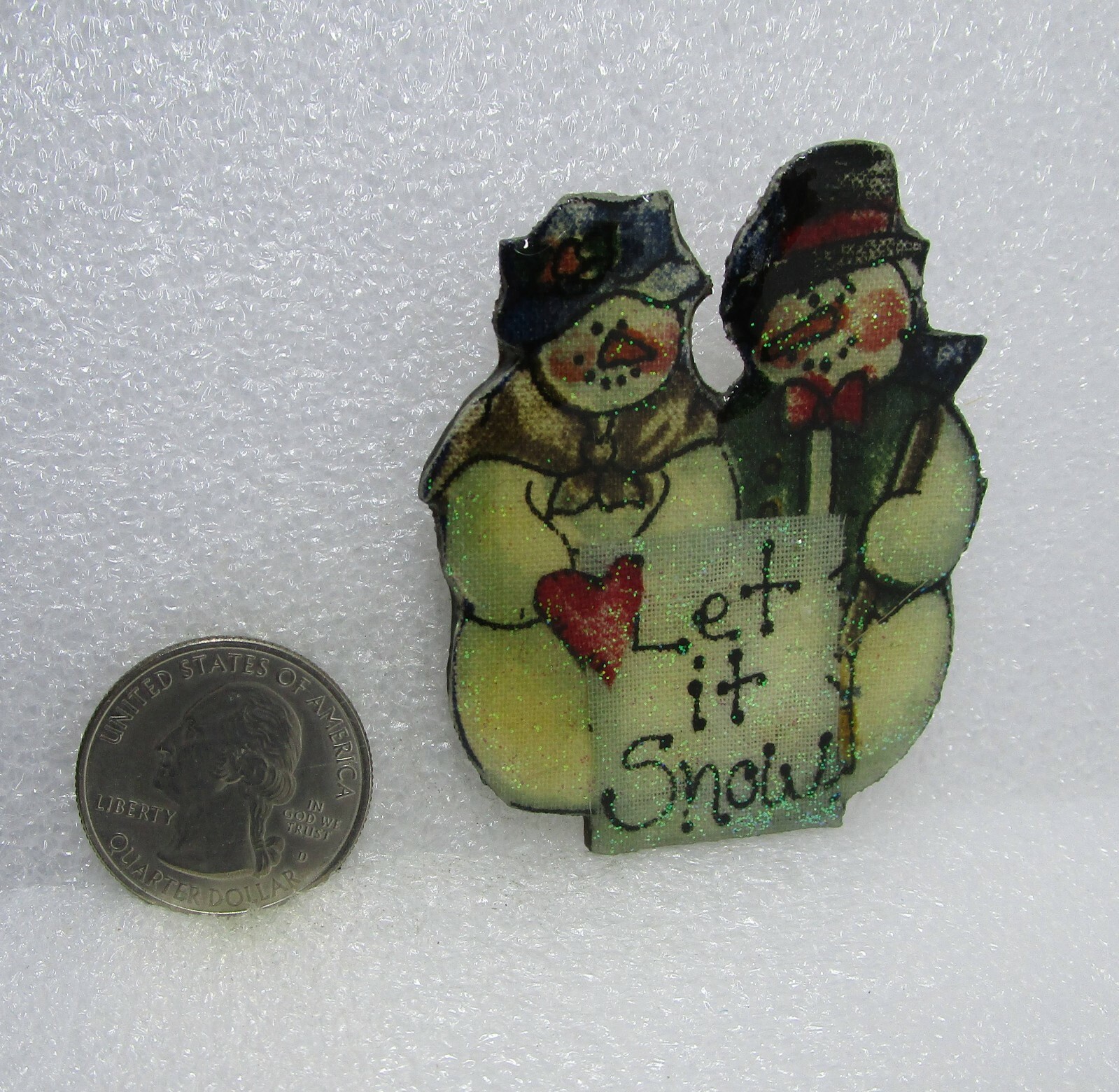 Snowman & Snowwoman Let It Snow Button Pin