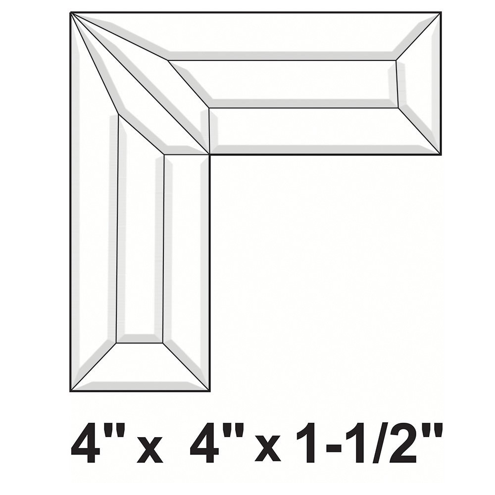 4"X 4"X 1-1/2" Clear Glass Corner Bevel Cluster BC431