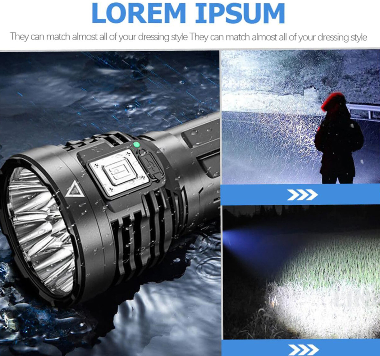 Super Bright 12000000LM Torch 8 LED Flashlight USB Rechargeable Tactical lights