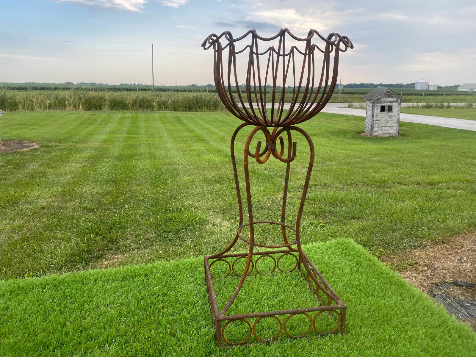 29" Small Pablo Plant Stand Outdoor Patio Metal Flower Basket Wrought Iron