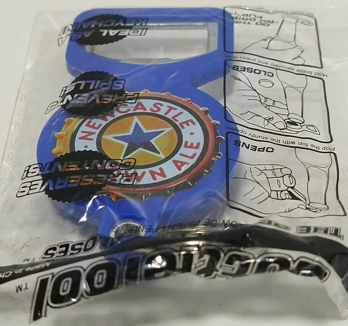 Newcastle Brown Ale Bottle Opener Keychain “Opener That Closes” New Sealed Promo