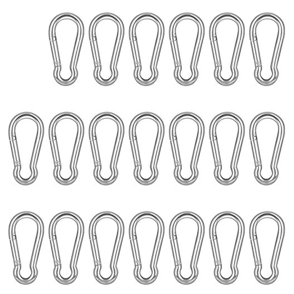 20Pcs/set 1.57inch M4 Carabiner Clip Spring Snap Hooks Stainless Steel Carabiner