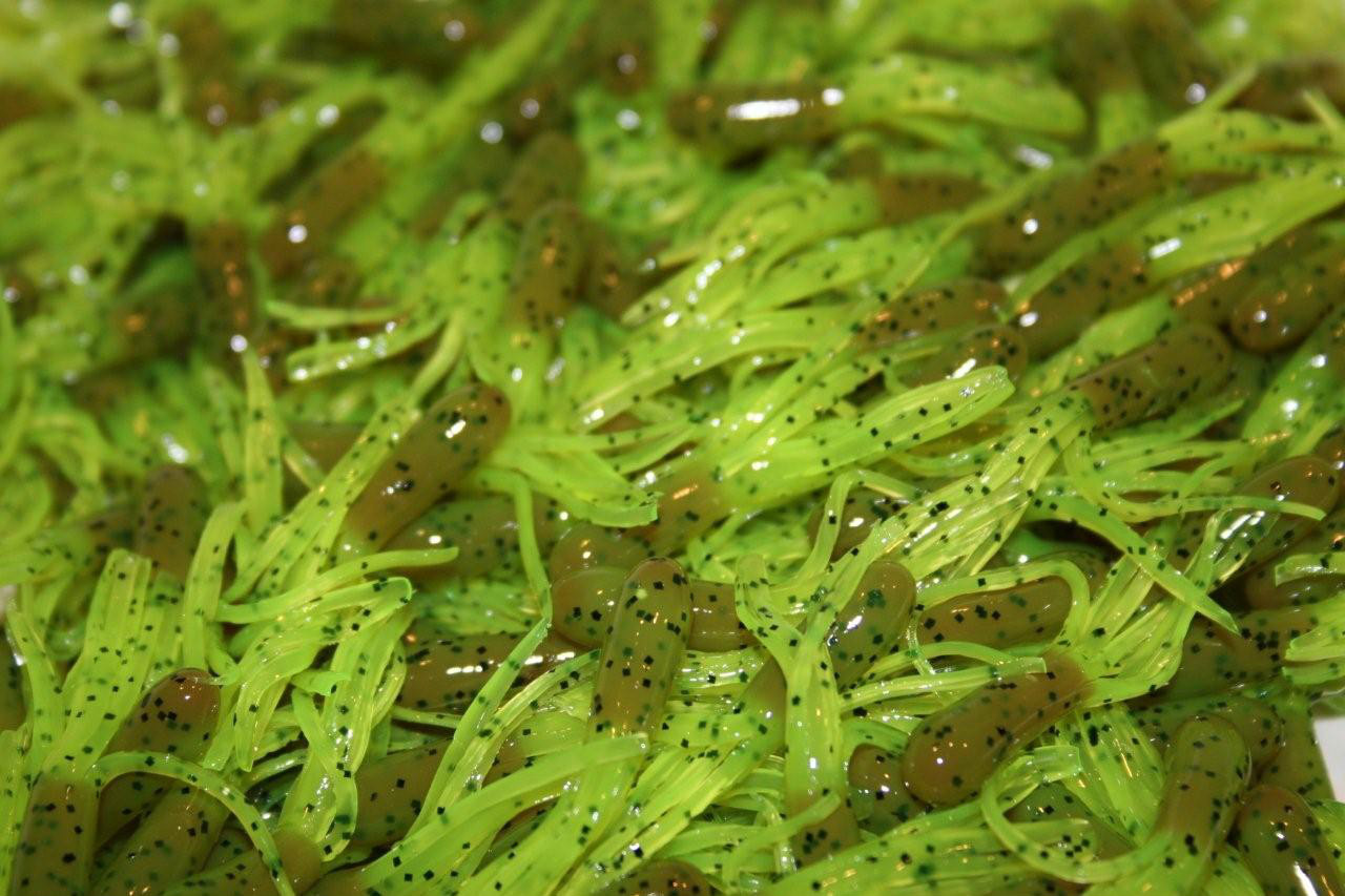 40 pk 1.5" Pumpkin / Chartreuse Pepper Crappie Fishing Tube Jig Skirts Bluegill