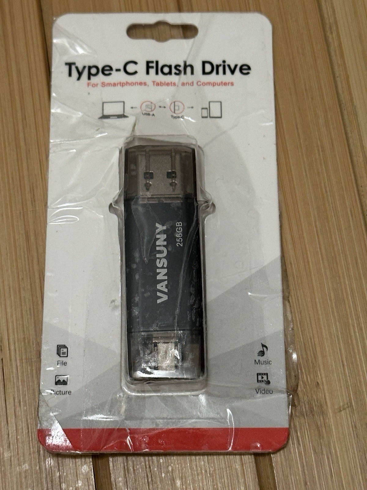 VANSUNY 256GB USB 3.0 OTG USB-C/USB Flash Drive Black for PC Mac Android