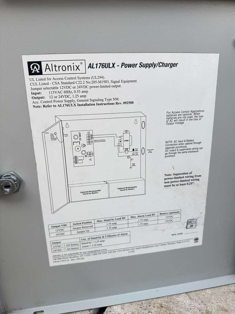 ALTRONIX AL176ULX Access Control Power Supply Charger