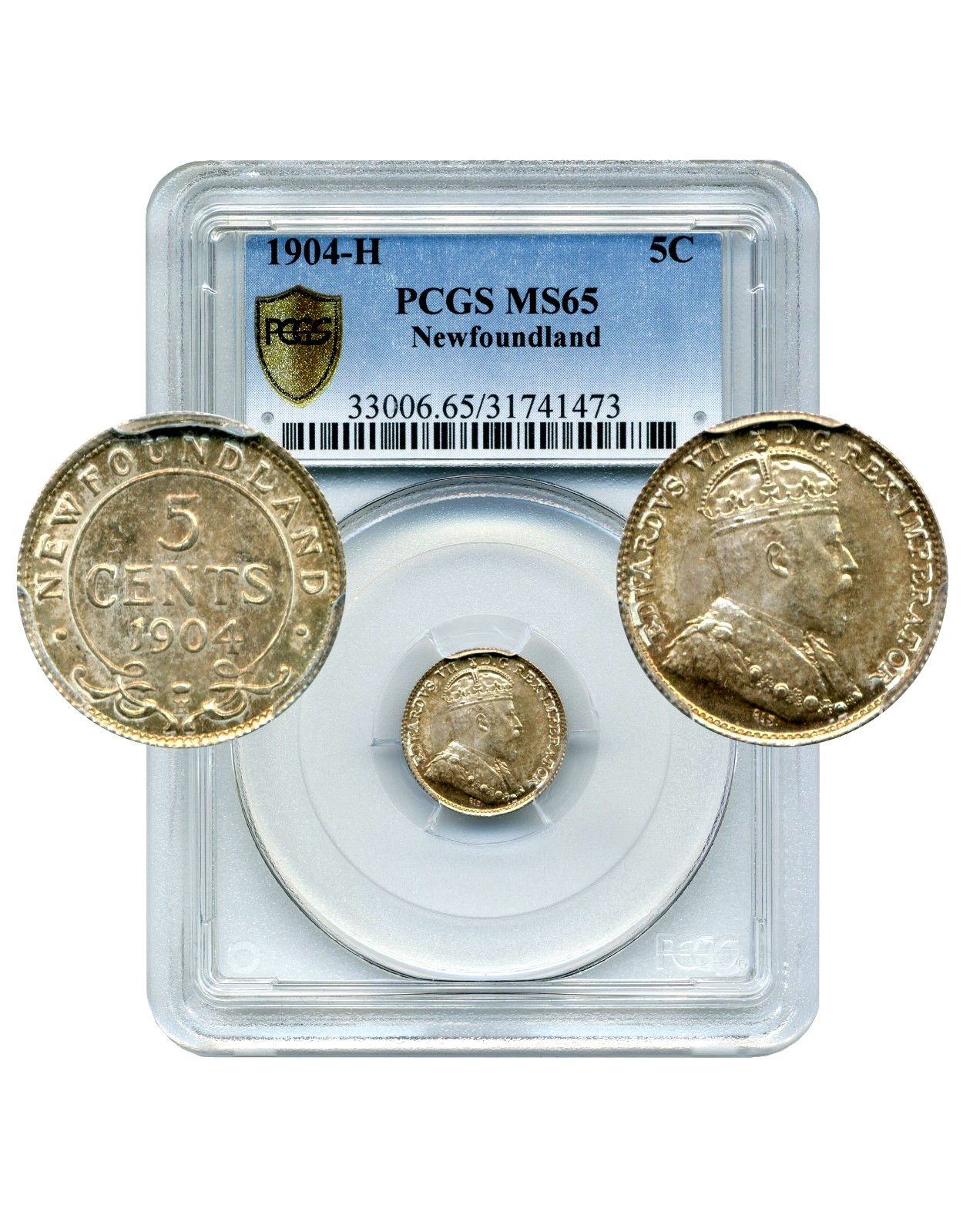 1904-H Newfoundland 5 Cents - GEM Uncirculated, PCGS MS65
