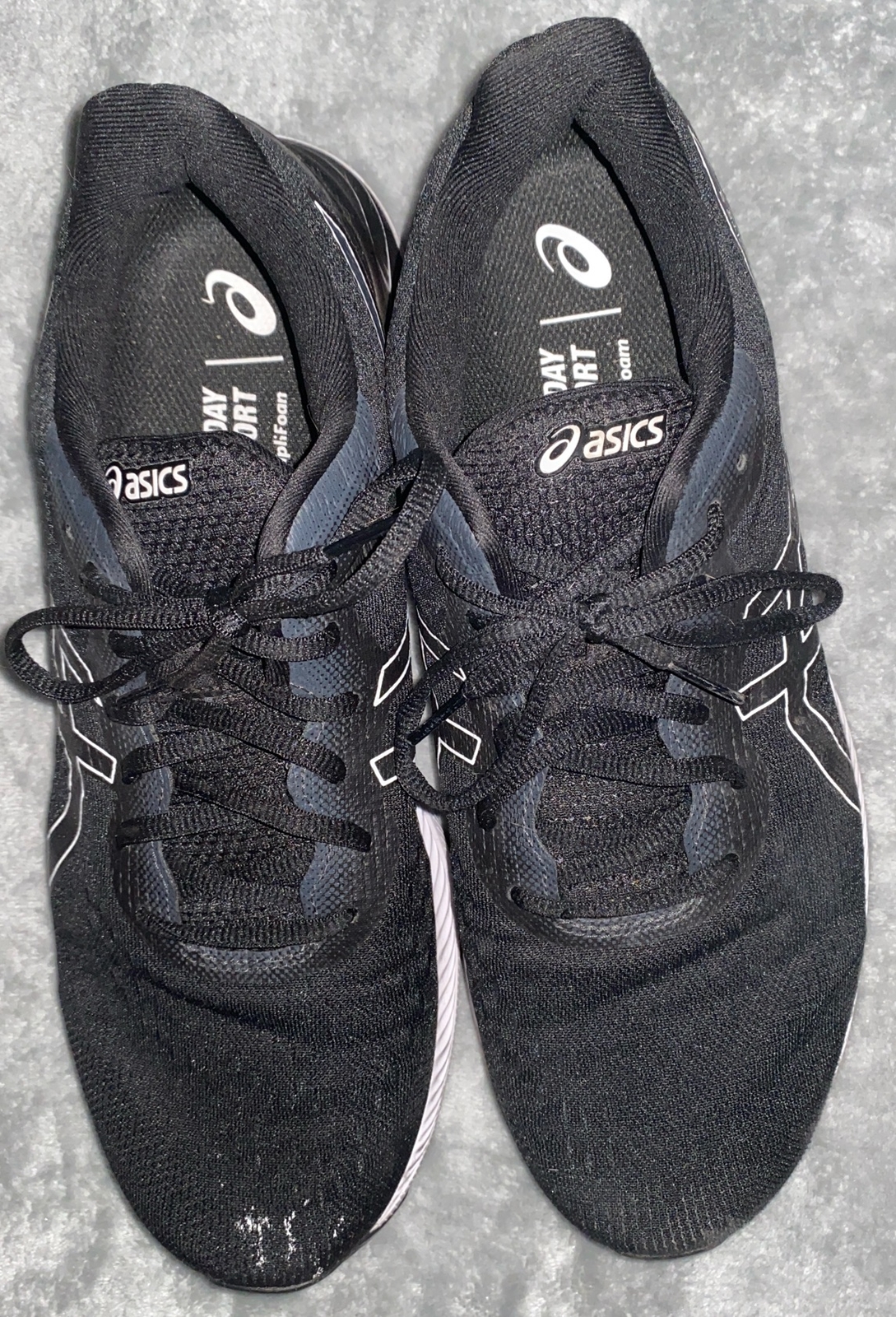 Mens Asics Ampli-foam Black mesh w/white Trim Lace Up Running Shoes Size 11.5