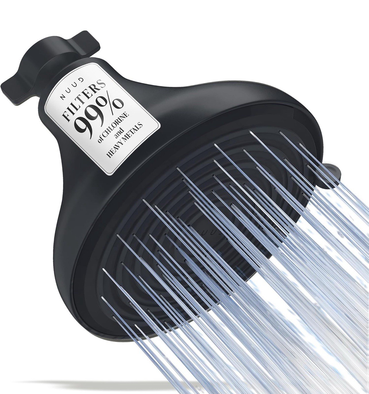Filtered Shower Head Chlorine Removal High Pressure Black NUUD Removes Heavy
