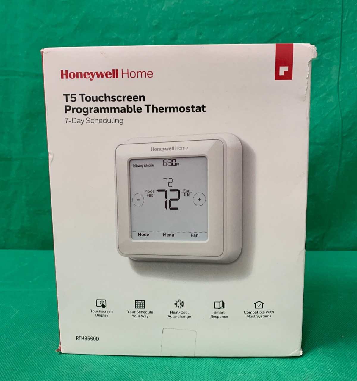 Honeywell Home T5 Touchscreen 7-Day Programmable Thermostat White (RTH8560D1002)