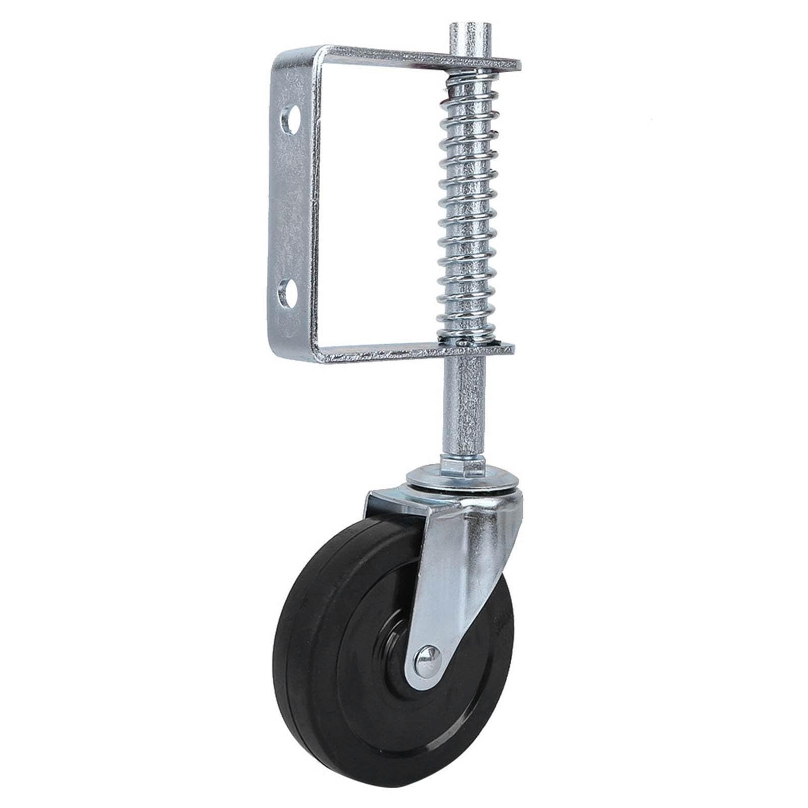 4" Rubber Gate Caster Wheel, 110lbs Spring Loaded Swivel Fence Gate Wheel wit...