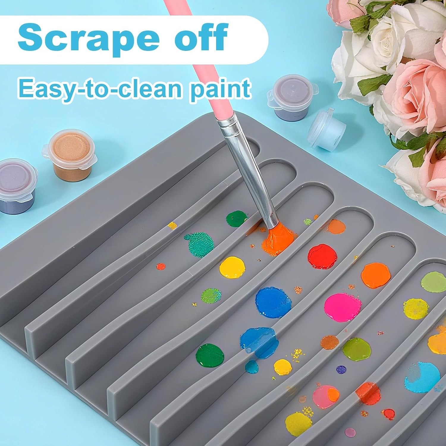 Compact 8-Slot Silicone Paintbrush Organizer | Durable Clean & Store Solution