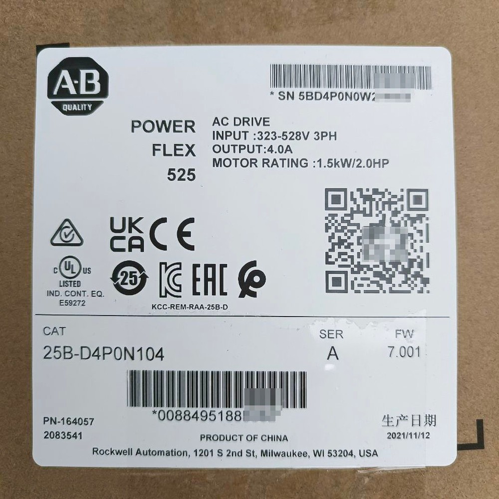 1pcs New Sealed AB 25B-D4P0N104 Power Flex 525 1.5kW 2Hp AC Drive！