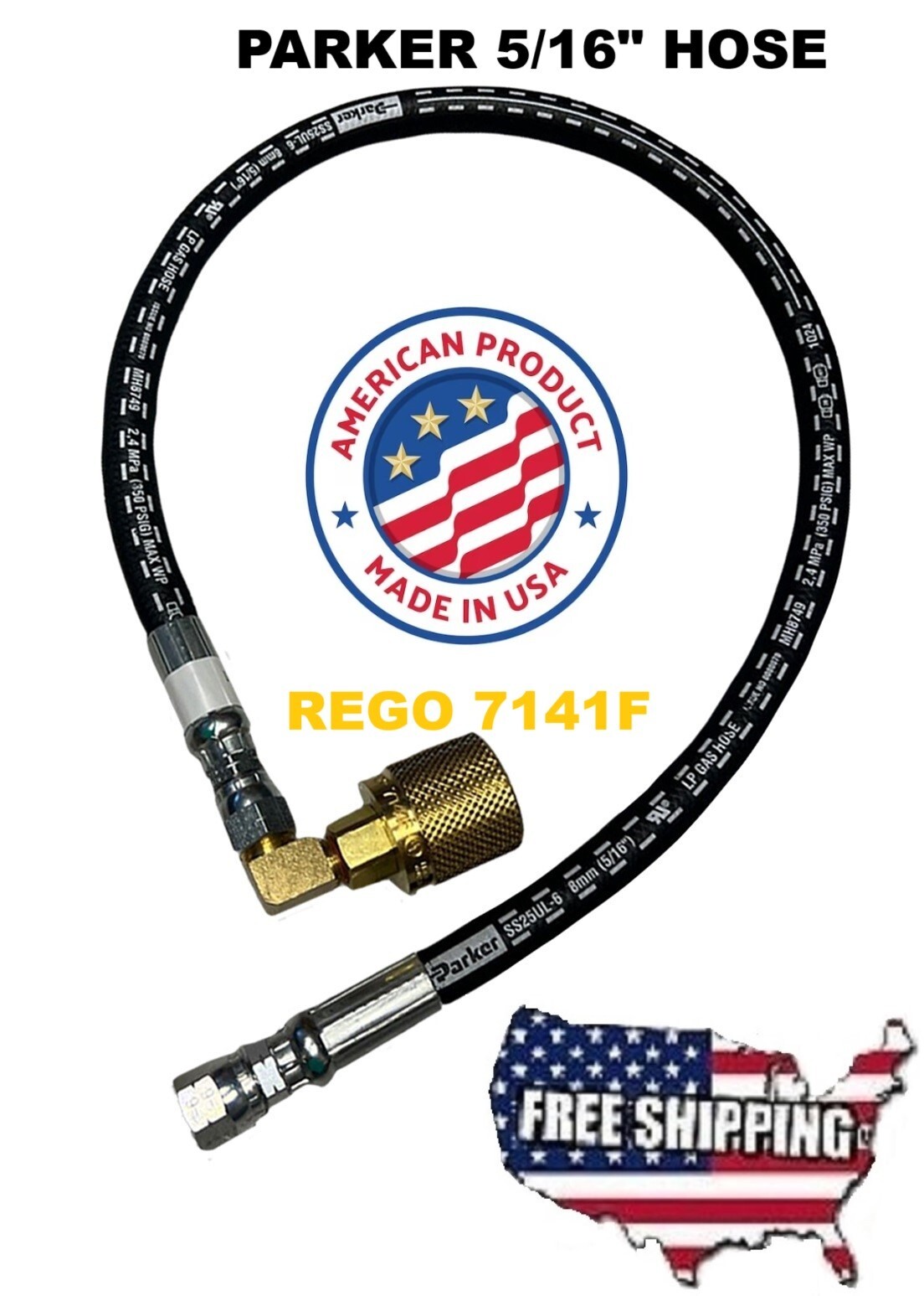 34 INCHES FORKLIFT PROPANE LPG GAS HOSE PARKER USA  REGO 7141-F COUPLER RR014-34