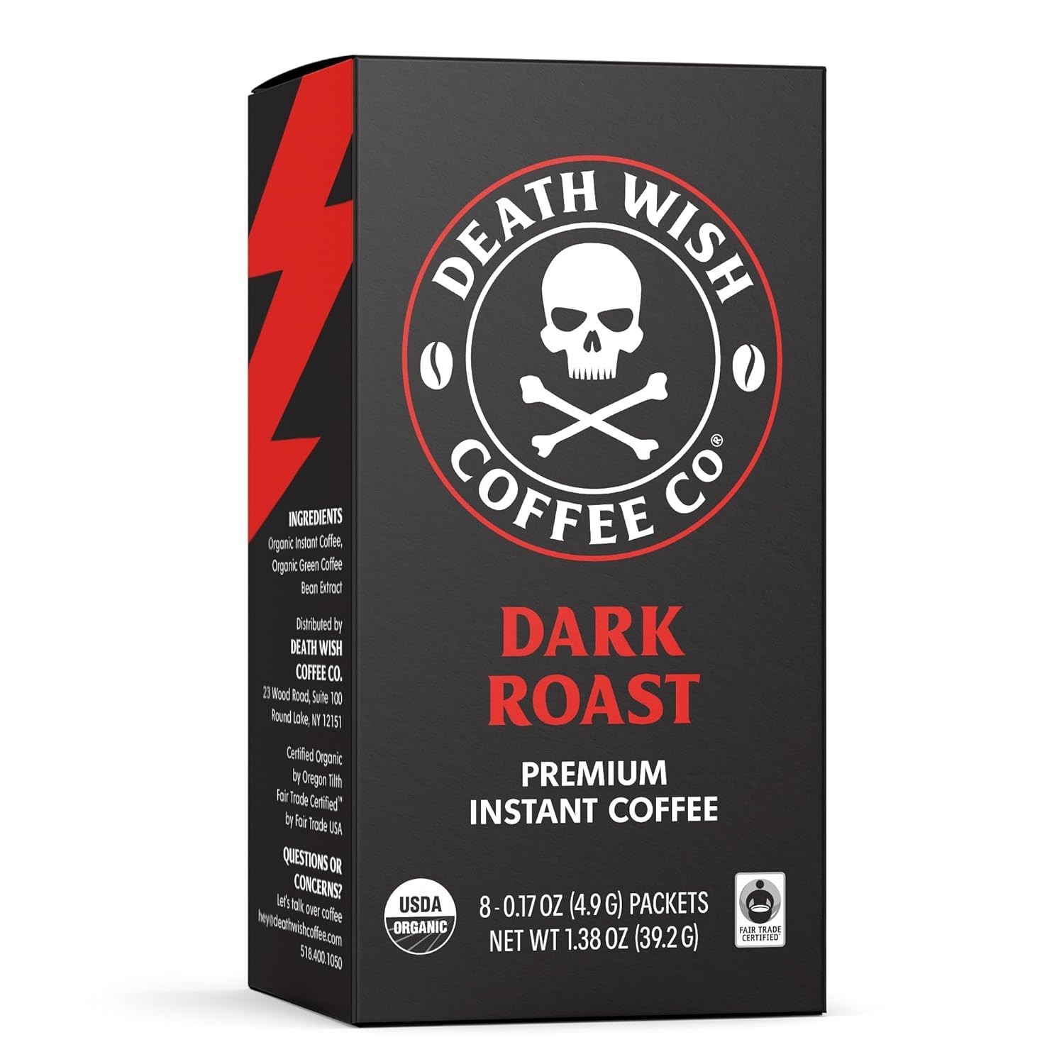 Dark Roast Coffee Packets Arabica Robusta USDA Organic 8 Count