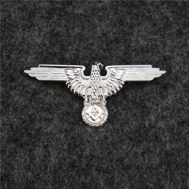 WW2 GERMAN PERCHED EAGLE CAP BADGE MASONIC HAT PIN FREEMASON MEDAL BROOCH EMBLEM