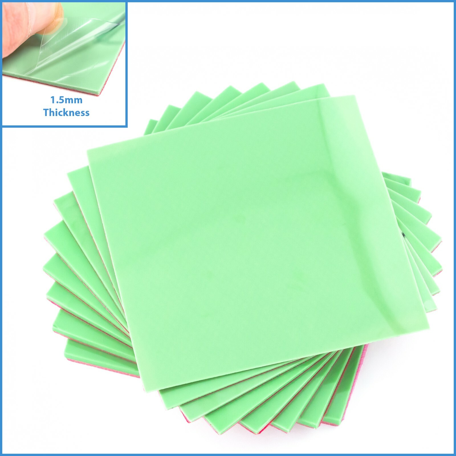 1pc Green 100x 100x 1.5mm Silicone Thermal Pad Sheet Computer CPU VGA Heatsink