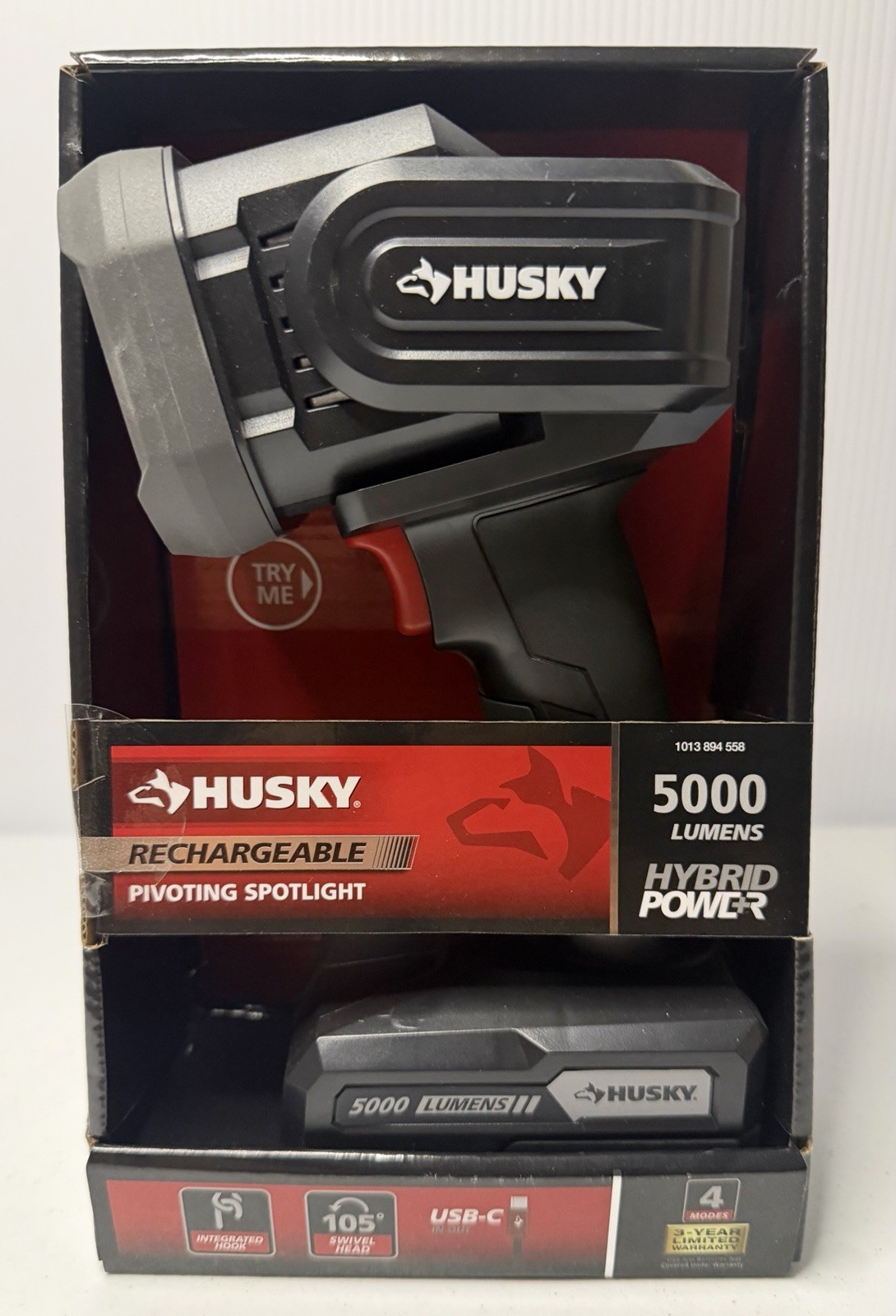 Husky 5000 Lumen Rechargeable Spotlight New 1013 894 558 New