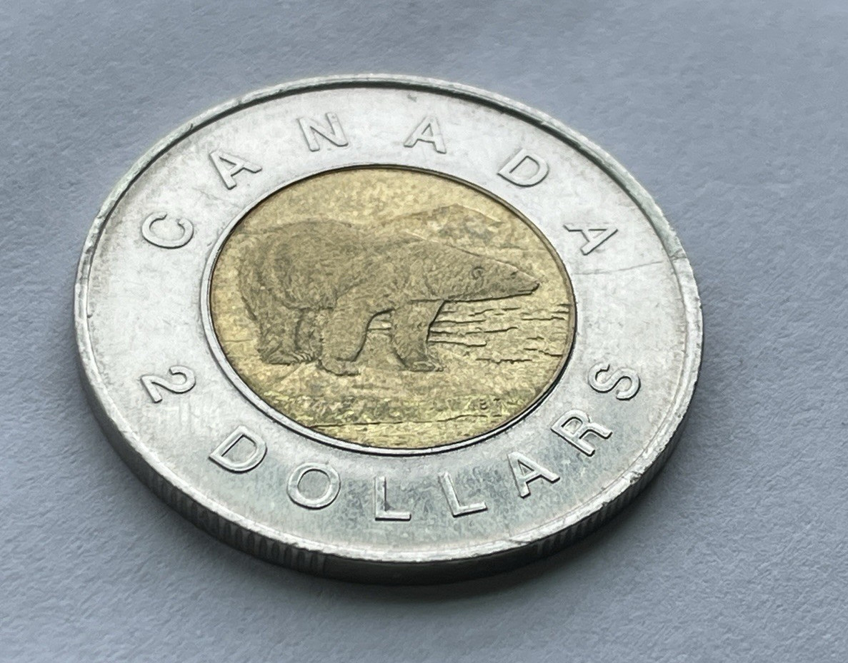 1996 Canadian 2 Dollar Coin Queen Elizabeth II Polar Bear D.G. Regina Circulated
