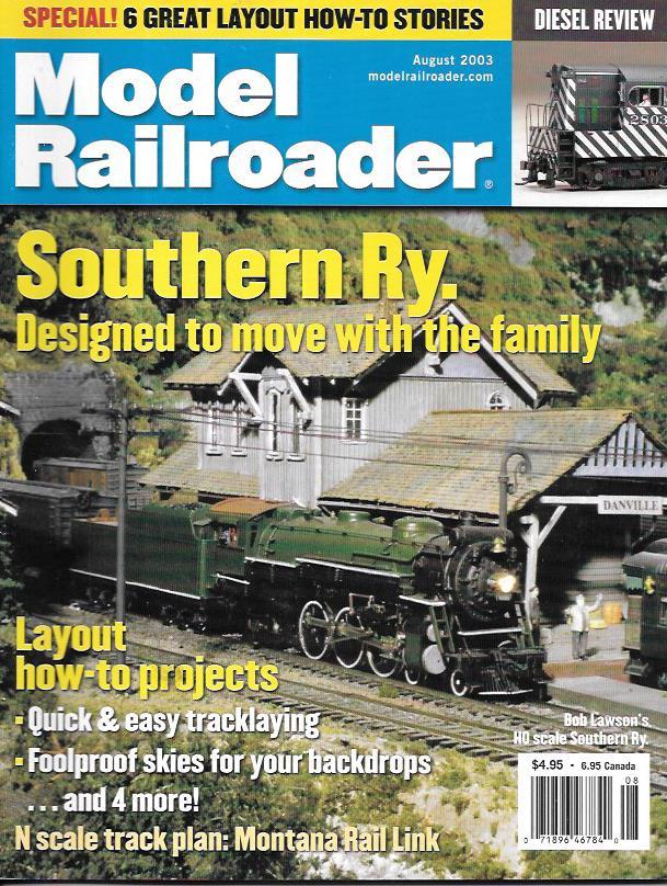 Model Railroader Aug.2003 Southern Ry B&O Wagontop Caboose Flextrack U18B Brazil