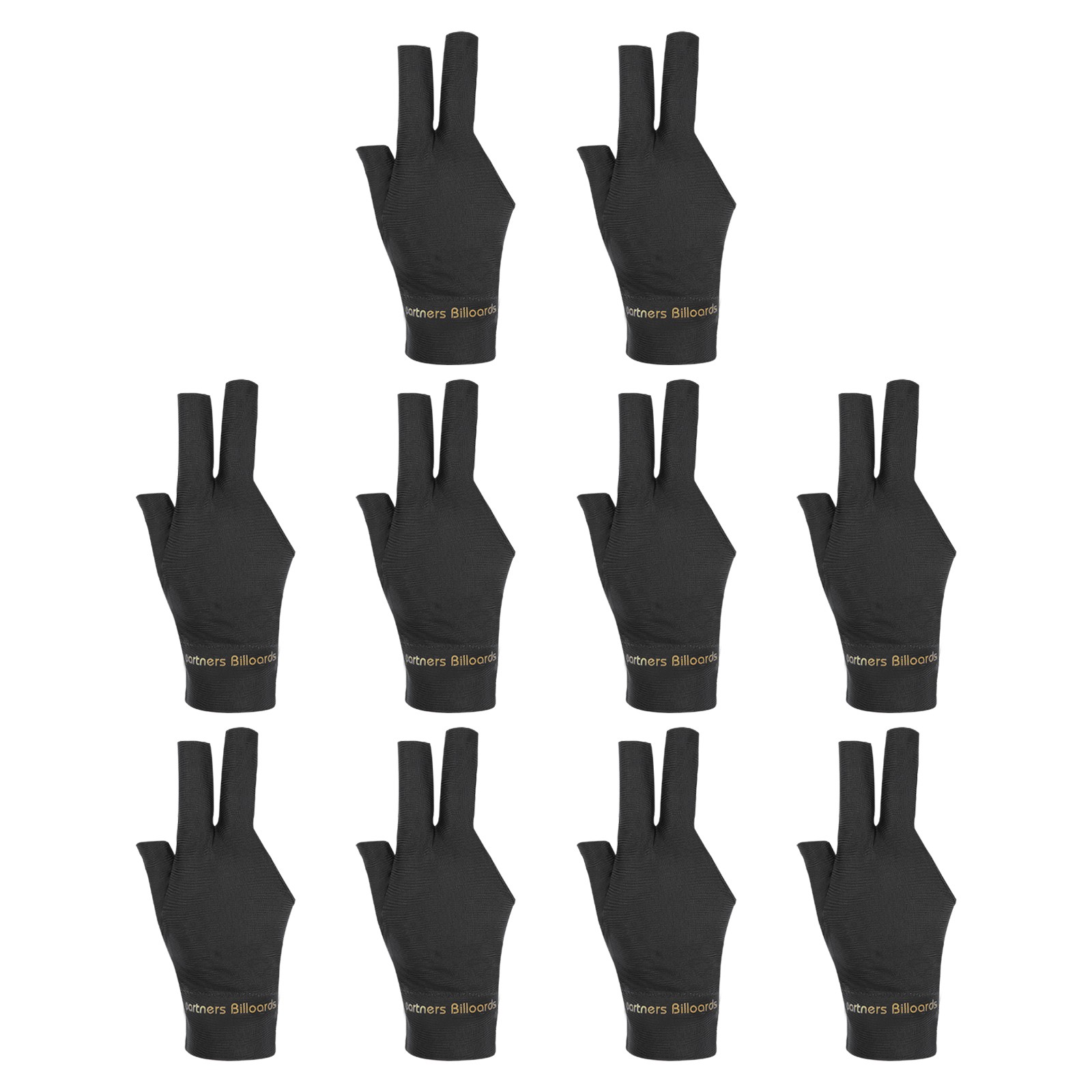 10Pcs 3 Finger Pool Glove Right Hand Billiard Gloves Black